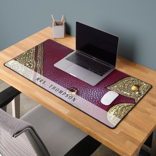 Elegant Faux Leather Rhinestone Desk Mat (Office 2)