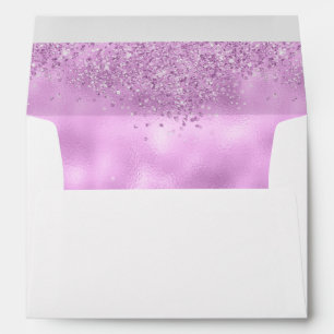 Elegant Faux Lilac Glitter and Foil Wedding Envelope