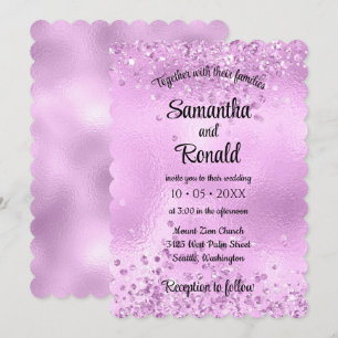 Elegant Faux Lilac Glitter and Foil Wedding  Invitation