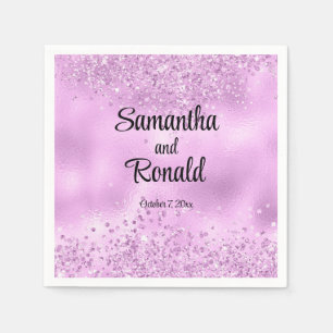 Elegant Faux Lilac Glitter and Foil Wedding  Napkin