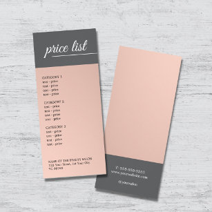 Elegant Faux Metal Grey WhiteLine Salon Price List Rack Card