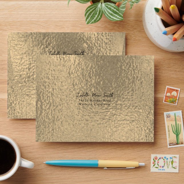Elegant Faux Metallic Bronze Design Wedding  Envelope (Creator Uploaded)