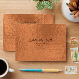 Elegant Faux Metallic Copper Foil Custom Name RSVP Envelope