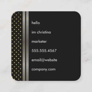 Elegant Faux Metallic Double Trim with Polka Dots Square Business Card
