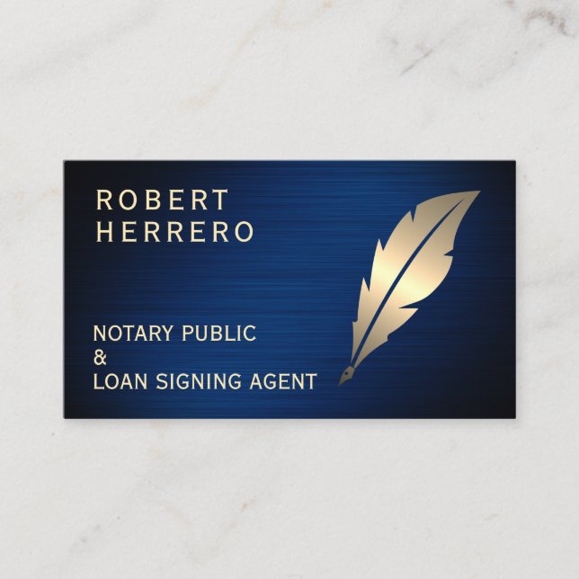 Elegant faux metallic feather cover  business card (Front)