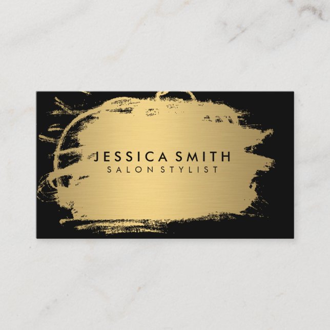 Elegant Faux Metallic Gold and Black Business Card (Front)