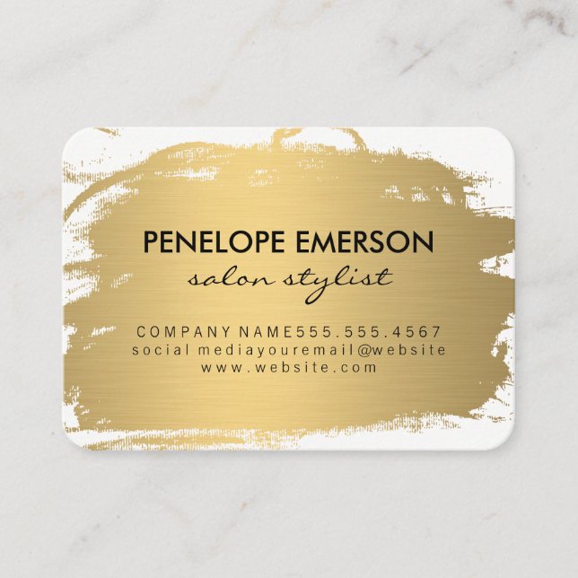 Elegant Faux Metallic Gold and Black Business Card (Front)