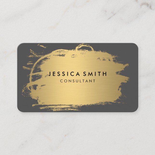 Elegant Faux Metallic Gold and Grey Business Card (Front)