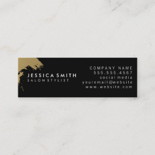 Elegant Faux Metallic Gold Black   Variation II Mini Business Card