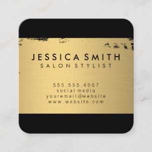 Elegant Faux Metallic Gold Brushed Square Business Card