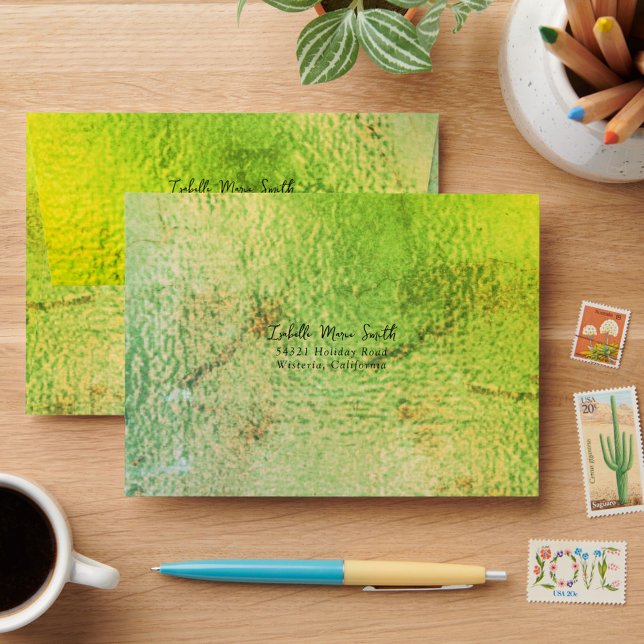 Elegant Faux Metallic Green Design Wedding  Envelope (Creator Uploaded)