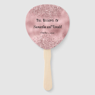 Elegant Faux Pink Glitter and Foil Wedding Hand Fan