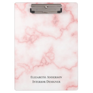 Elegant Faux Pink Marble Job Title Name Template  Clipboard