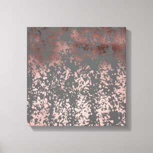 elegant faux rose gold and grey brushstrokes canvas print