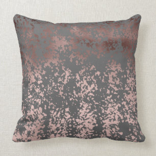 elegant faux rose gold and grey brushstrokes cushion