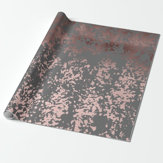 elegant faux rose gold and grey brushstrokes wrapping paper (Unrolled)