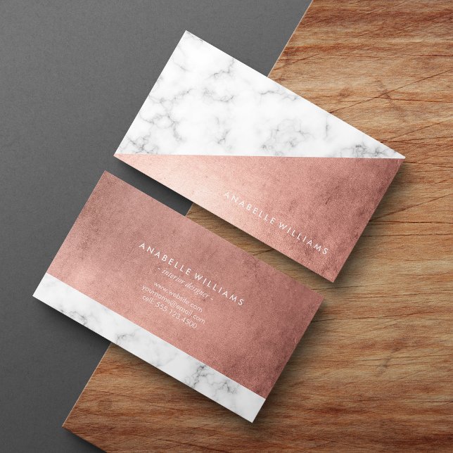 Elegant Faux Rose Gold and Marble Business Card (Creator Uploaded)