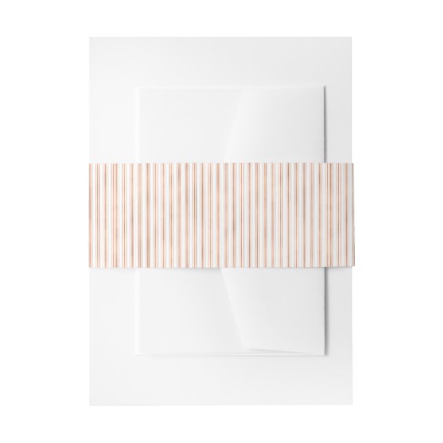 Elegant Faux Rose Gold and White Stripes Invitation Belly Band (Front Example)