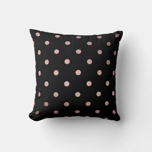 elegant faux rose gold black polka dots cushion (Front)