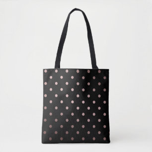 elegant faux rose gold black polka dots tote bag