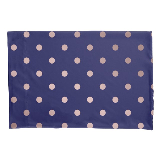 elegant faux rose gold blue polka dots pillowcase (Front)