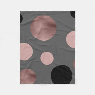 elegant faux rose gold blush pink black circles fleece blanket