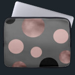 elegant faux rose gold blush pink black circles laptop sleeve<br><div class="desc">Modern and stylish design representing faux rose gold,  pink and black circles on a grey background.</div>