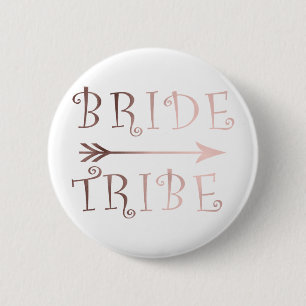 elegant faux rose gold bride tribe design 6 cm round badge
