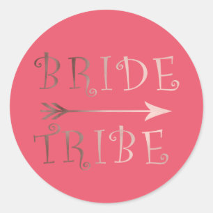 elegant faux rose gold bride tribe design classic round sticker