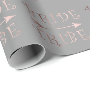 elegant faux rose gold bride tribe design wrapping paper
