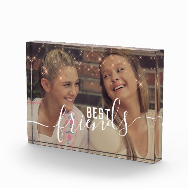 Elegant faux rose gold custom best friends photo block (Right)