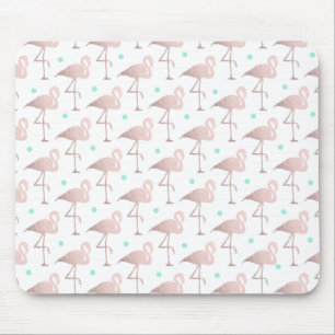 elegant faux rose gold flamingos mint polka dots mouse pad
