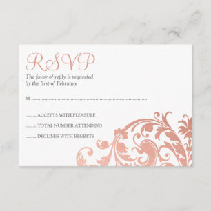 Elegant Faux Rose Gold Flourish Bat Mitzvah RSVP