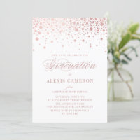 Elegant Faux Rose Gold Foil Confetti Graduation