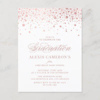 Elegant Faux Rose Gold Foil Confetti Graduation