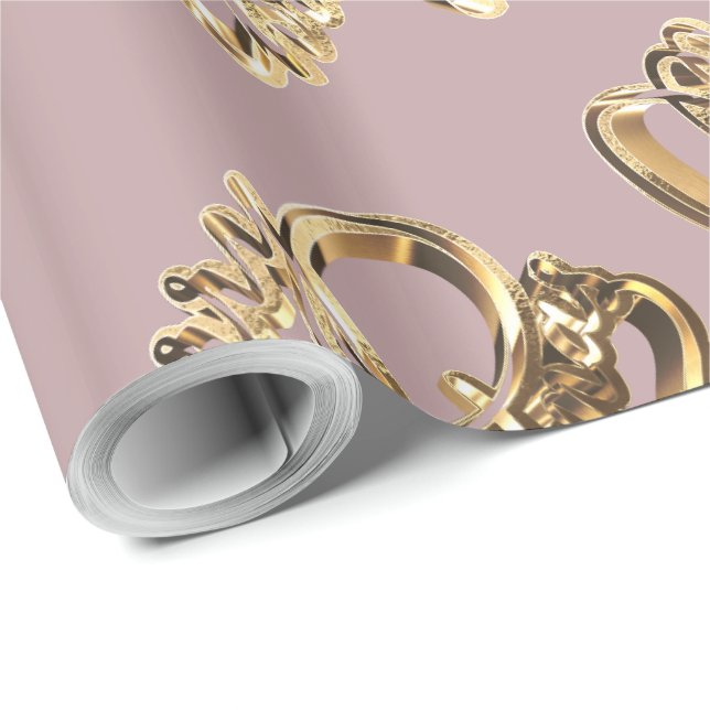 Elegant Faux Rose Gold Foil Script Chic Christmas Wrapping Paper (Roll Corner)
