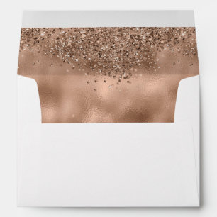 Elegant Faux Rose Gold Glitter and Foil Wedding Envelope