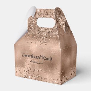 Elegant Faux Rose Gold Glitter and Foil Wedding Favour Box