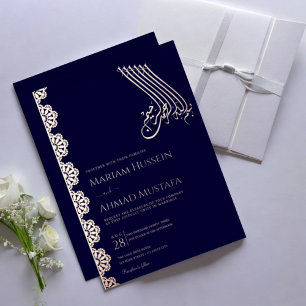 Elegant Faux Rose Gold & Navy Blue Islamic Wedding