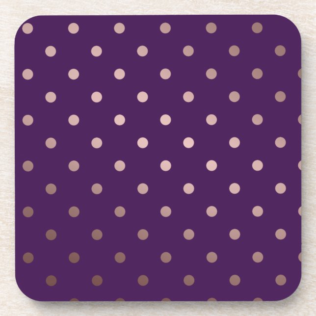 elegant faux rose gold purple polka dots coaster (Front)