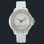 elegant faux rose gold white marble bridesmaid watch<br><div class="desc">Modern and trendy faux white marble and faux rose gold bridesmaid design.</div>
