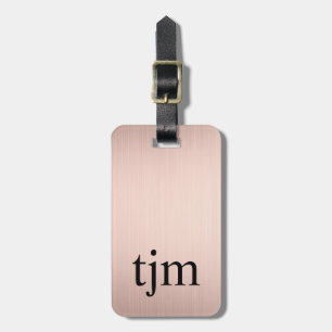 Elegant Faux Rose Golden Bold Monogram  Luggage Tag