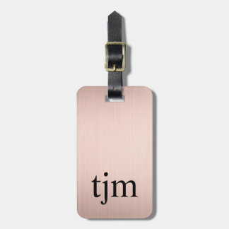 Elegant Faux Rose Golden Bold Monogram  Luggage Tag