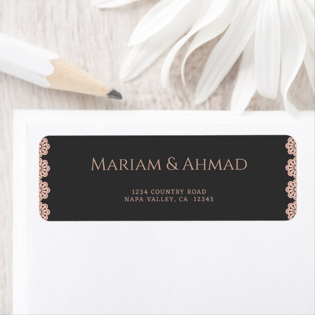 Elegant Faux Rose Grey Ornamental Wedding Address (Insitu)