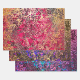 Elegant Faux Shimmer Gold and Multi Colour Marble Wrapping Paper Sheet