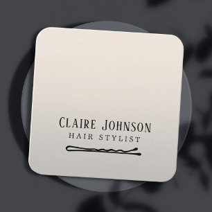 Elegant Faux Silver Black Hair Pin Hairstylist Square Business Card