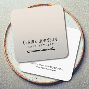 Elegant Faux Silver Black Hair Pin Hairstylist Square Business Card