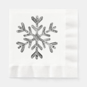 Elegant Faux Silver Diamonds Snowflake Christmas Napkin