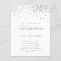 Elegant Faux Silver Foil Confetti Graduation