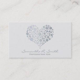 Elegant Faux Silver Foil Heart Business Card